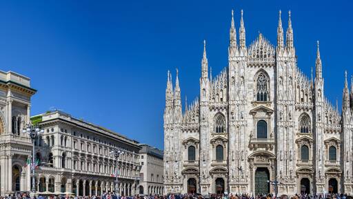 View Cathedral Duomo and Galleria Vittorio Emanuelle in Milan, Italy.