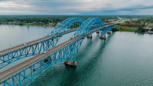 South Grand Island Bridge crossing the Niagra River in Tonawanda, New York, United States.