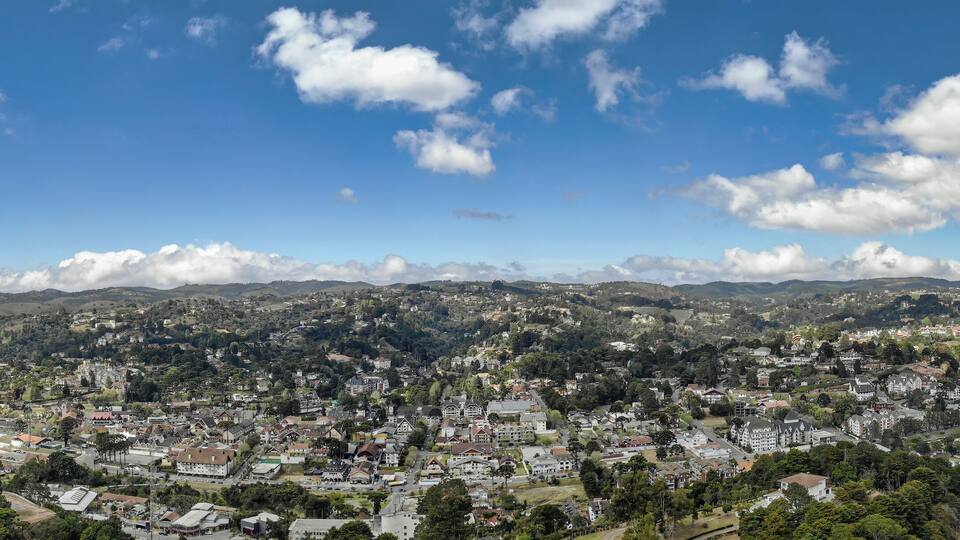 Overview aerial of the city of Campos do Jordao. Important tourist site