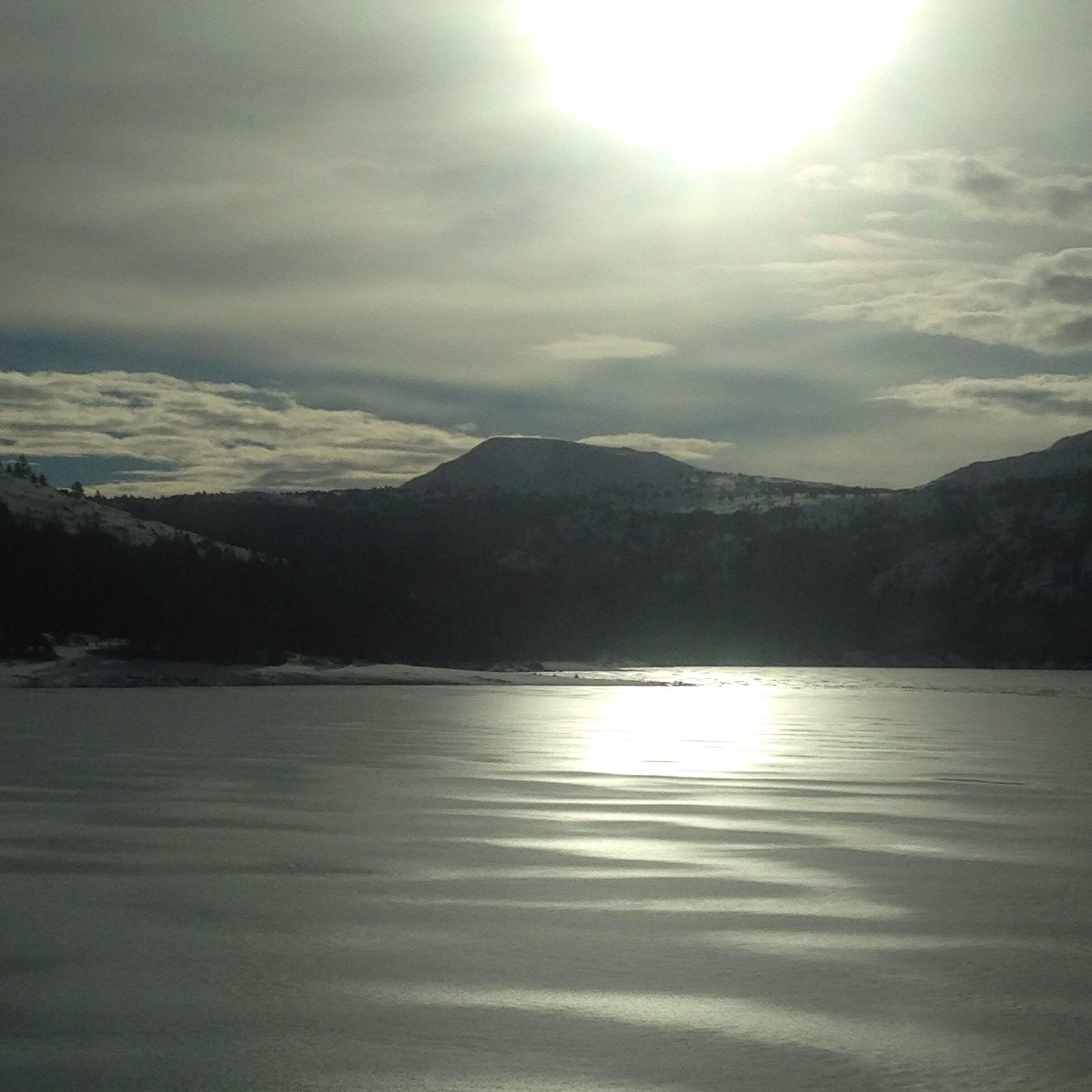 #snow drifts over the frozen lake