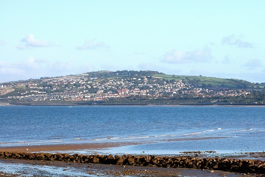 Old Colwyn in Colwyn Bay viewed from the Promenade in Rhos On Sea is part of Conwy County Bourough in northern Wales
