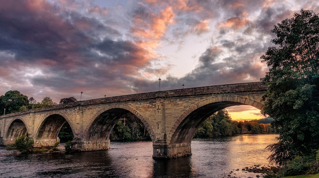Bridge over the River Tay at dusk, Dunkeld, Perthshire North, Scotland