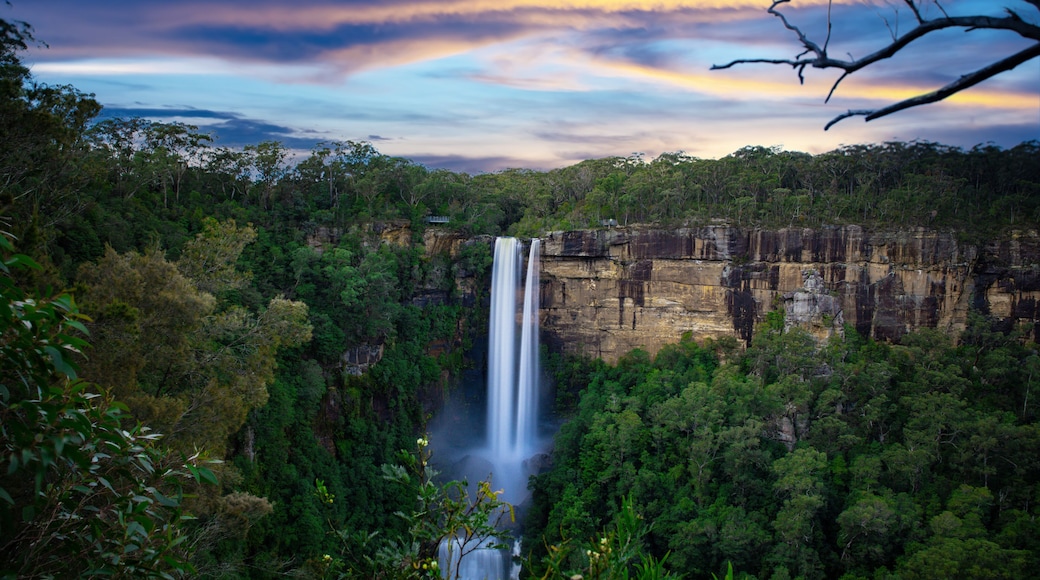 Flowing River in Fitzroy water Falls in Bowral NSW Australia beautiful colourful cloudy skies lovely waterfalls