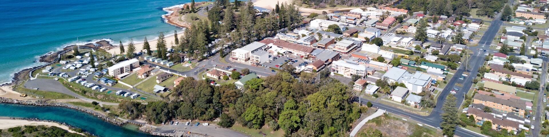Aerial view of the town of south west rocks ,New South Wales,Australia