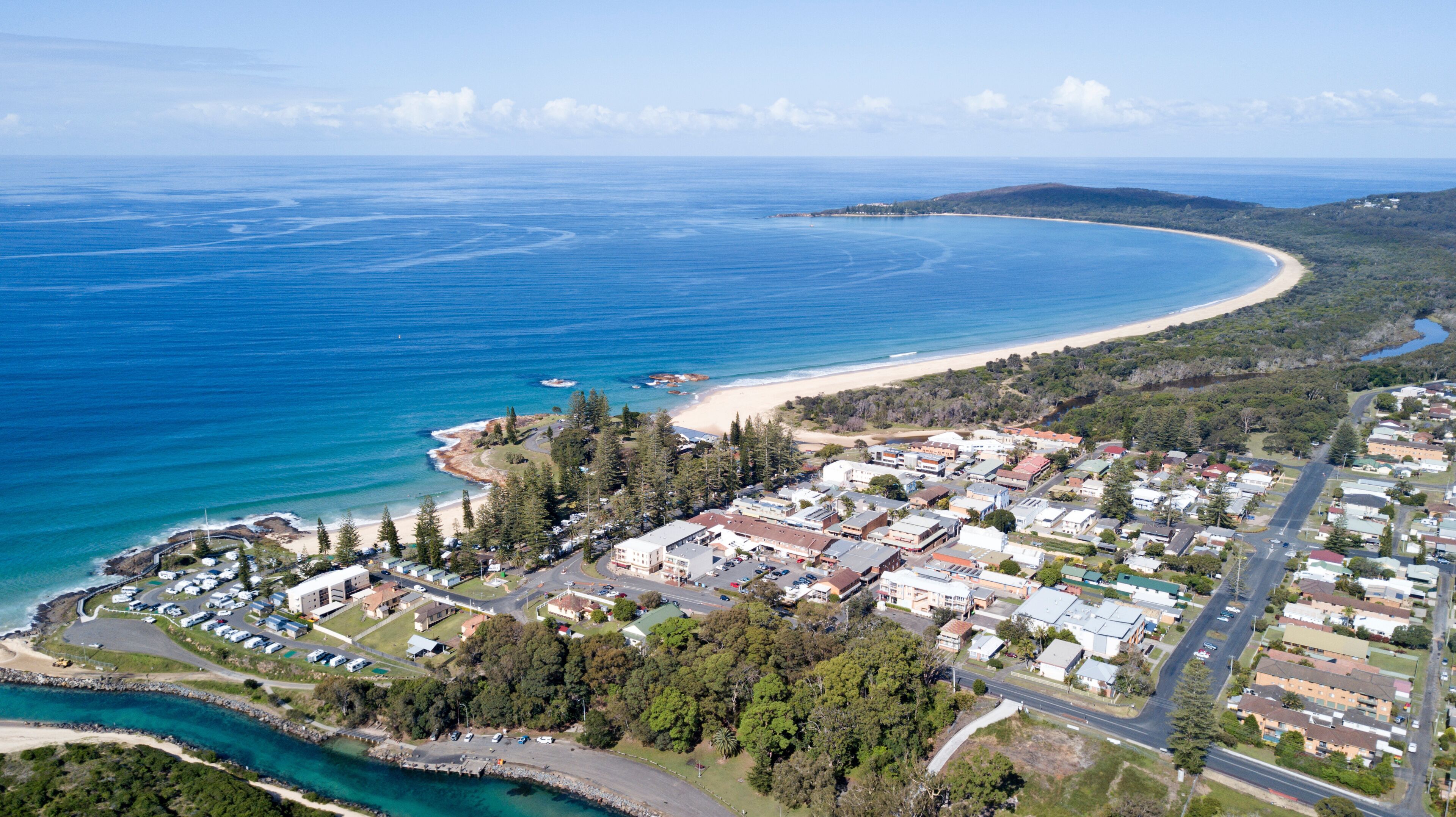 Aerial view of the town of south west rocks ,New South Wales,Australia
