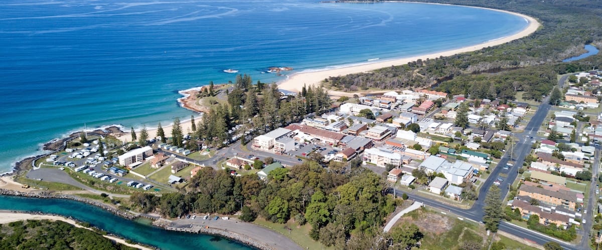 Aerial view of the town of south west rocks ,New South Wales,Australia