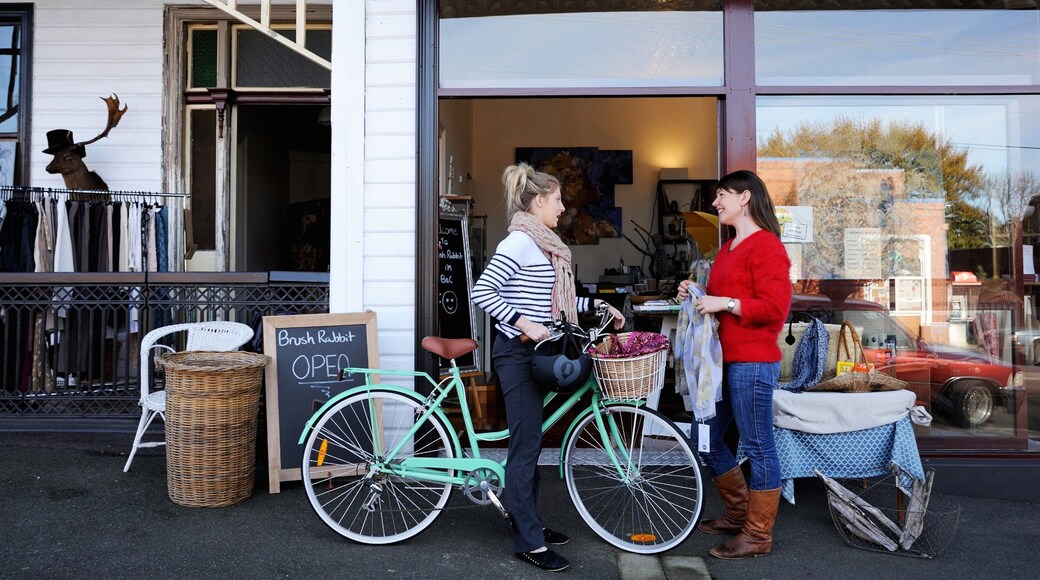Deloraine showing shopping and cycling as well as a small group of people
