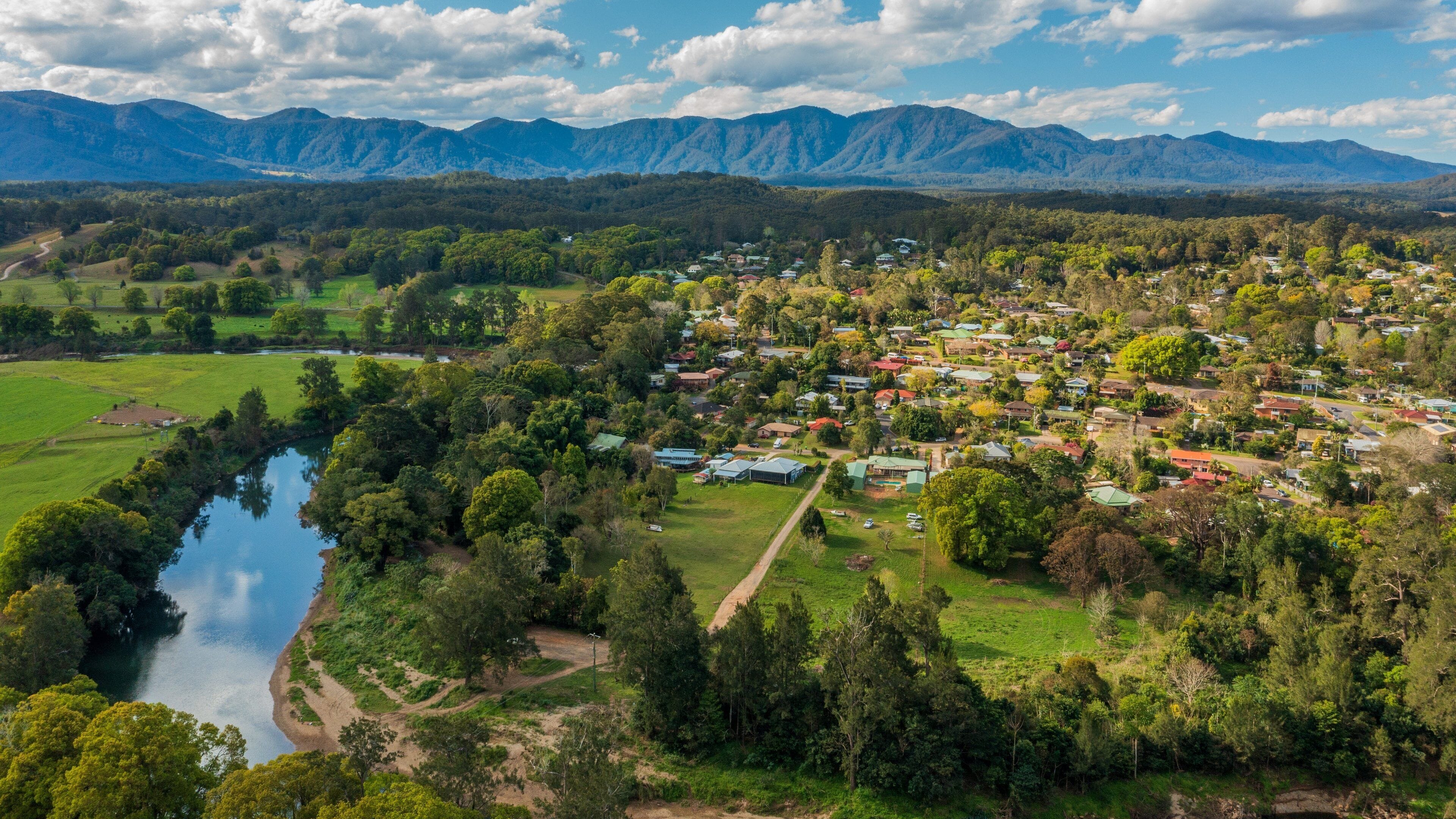 Bellingen which includes landscape views, a small town or village and a river or creek