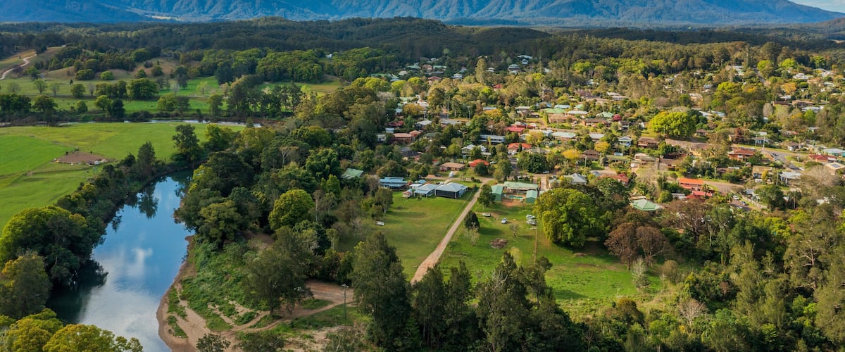 Bellingen which includes landscape views, a small town or village and a river or creek