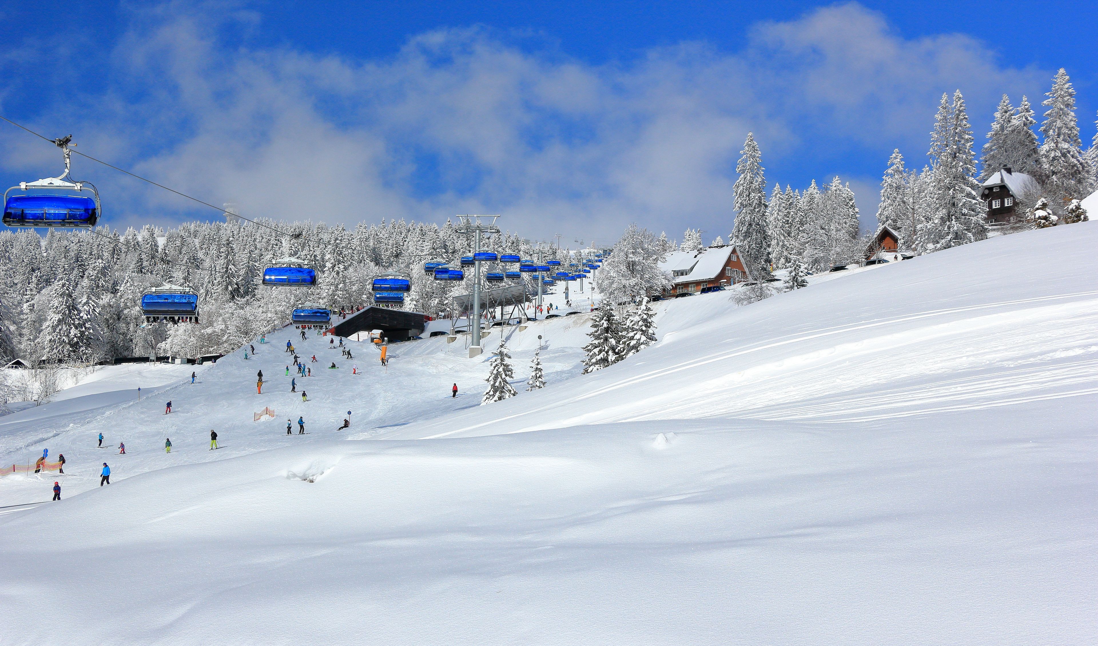 Skiing at Feldberg. Black Forest, Germany.