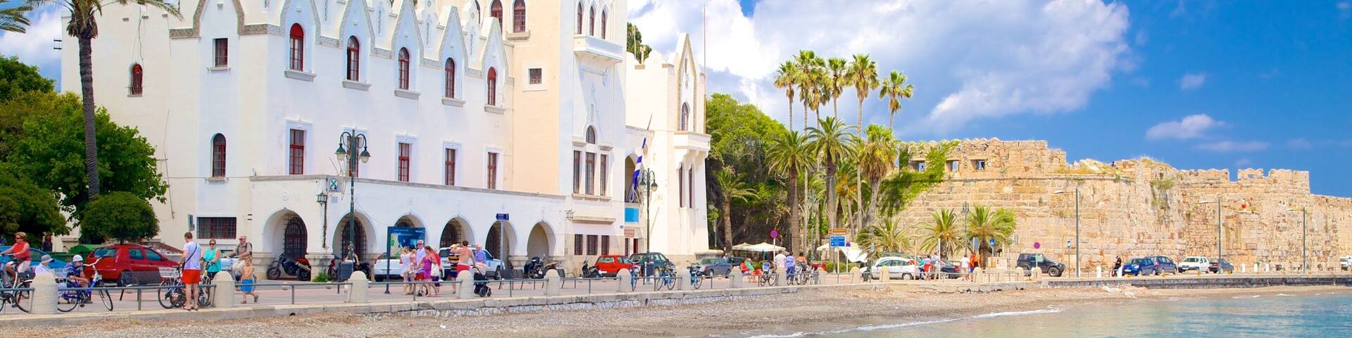 Kos featuring a coastal town and a castle