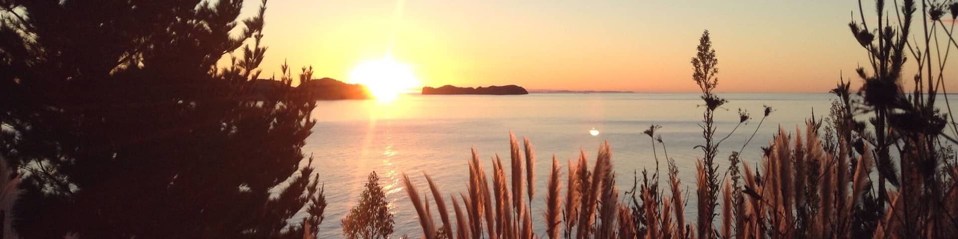Sunset along Colville Road driving north of Coromandel Town.