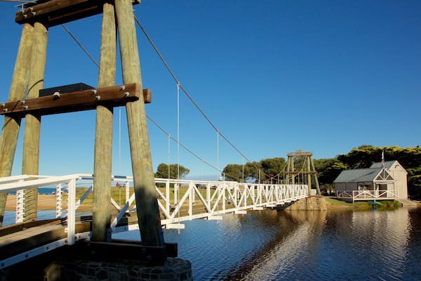 Lorne showing a bridge and a river or creek