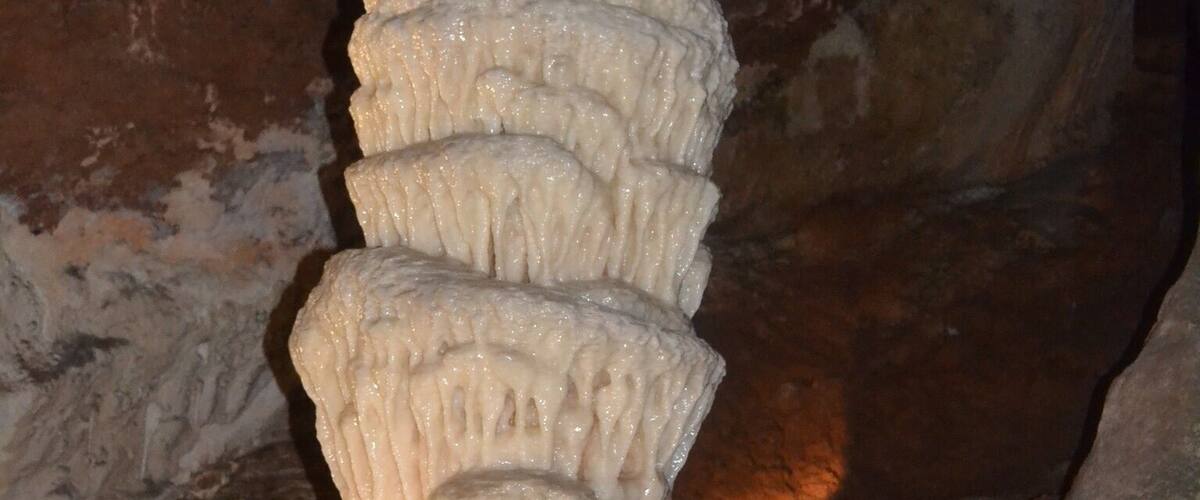 A stalactite formation in a cave.