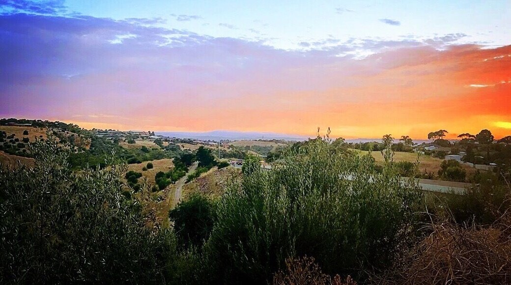 View of the sunrise over the hills