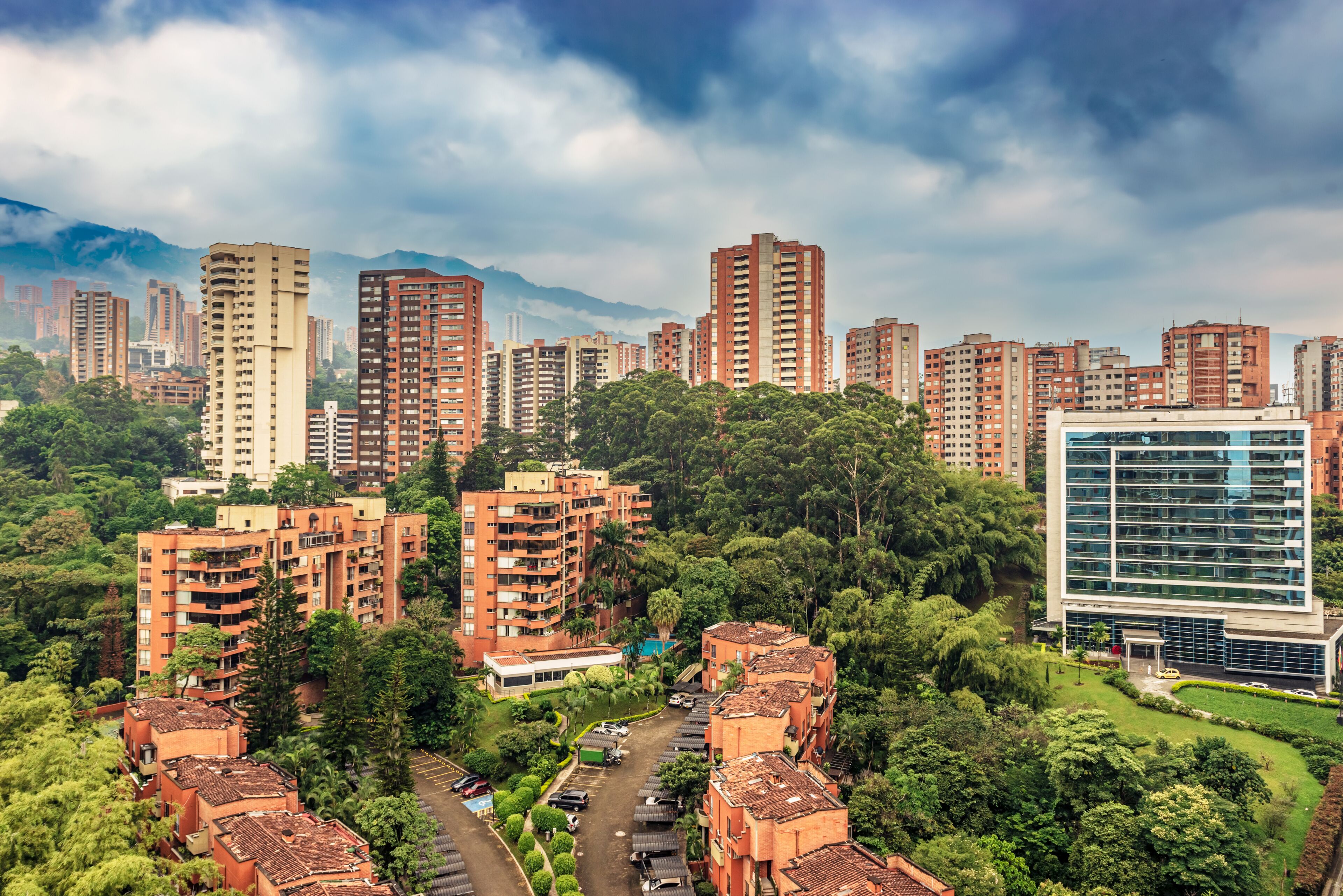 Cityscape El Poblado district of Medellin, Colombia
