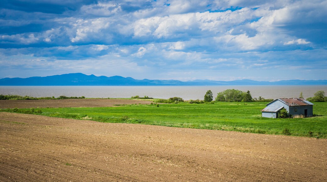 Countryside landscape near the St Lawrence river between Saint Jean Port Joli and Ste Anne de la Pocatiere in Quebec (Canada)
