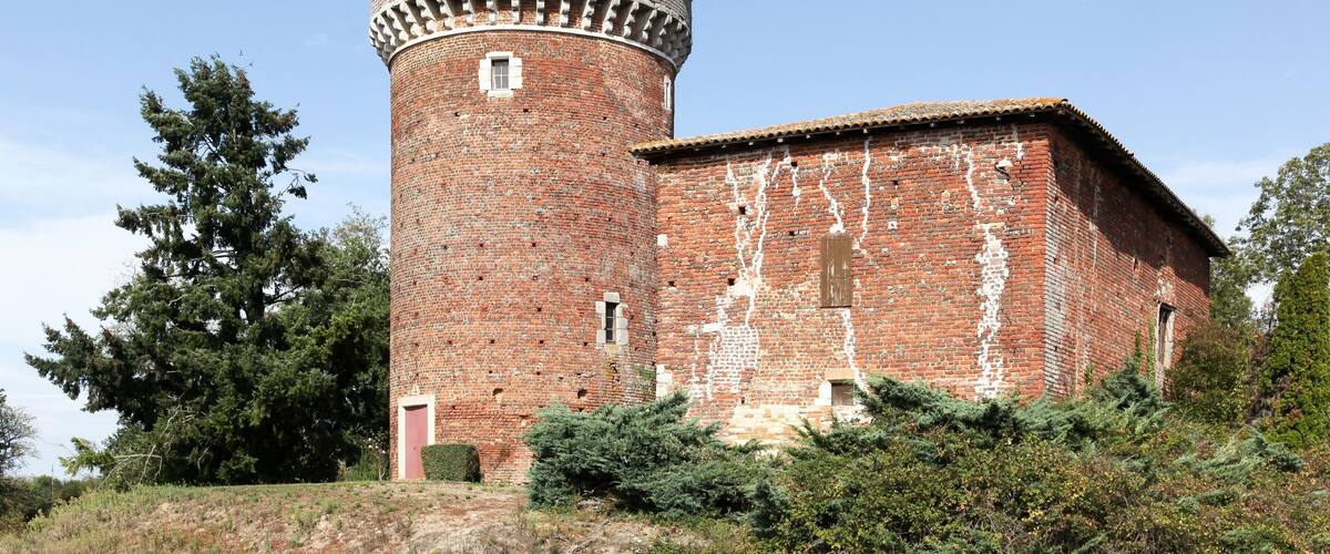 Medieval tower of Le Plantay in la Dombes region, France