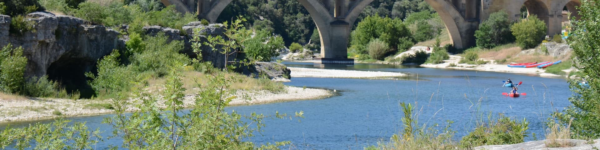 Bridge over the l'Alzon river near the Gard or Gardon river at Collias France