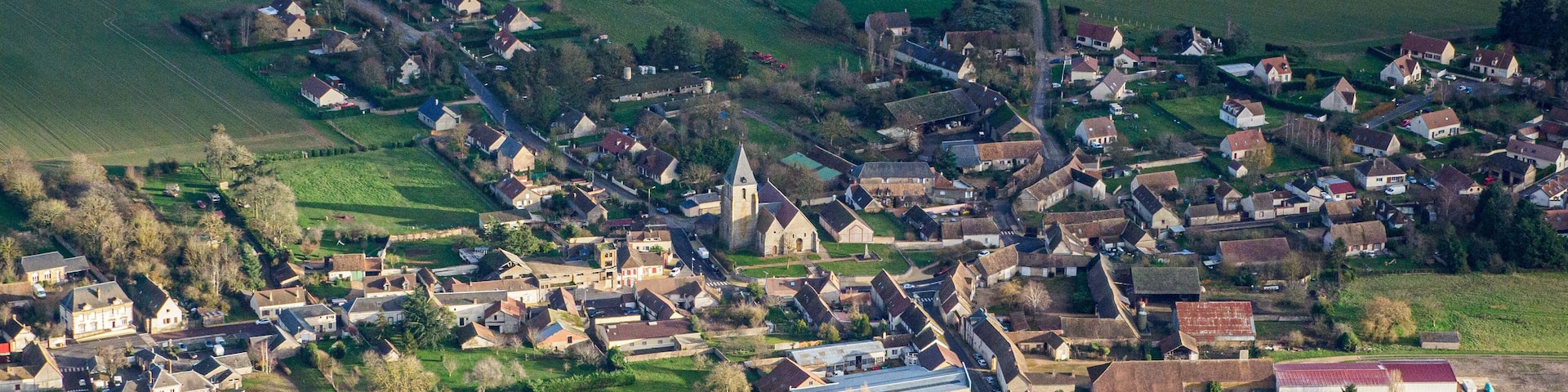 vue aérienne de Goussanville en Eure-et-Loir en France