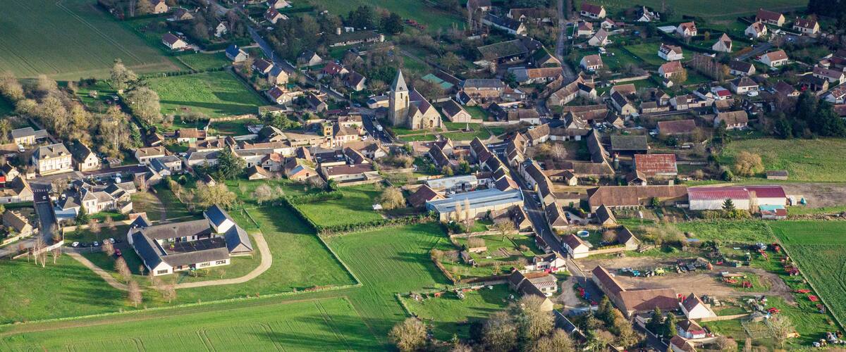 vue aérienne de Goussanville en Eure-et-Loir en France