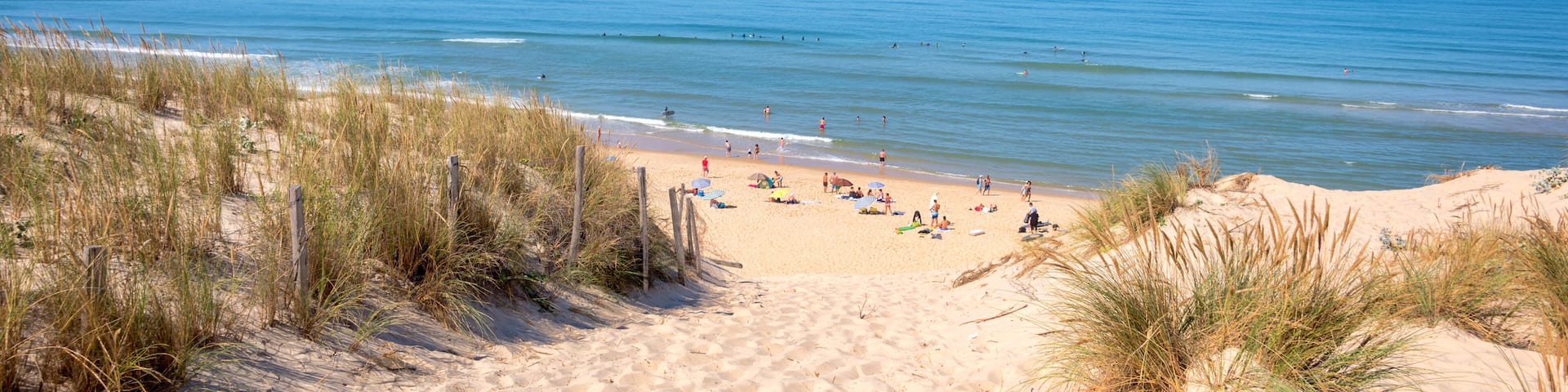Panorama of the dune and the beach of Lacanau, atlantic ocean, France
