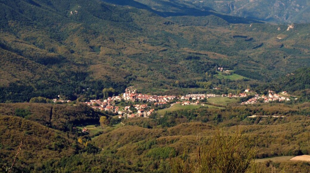 Village of Saint-Laurent de Cerdans viewed from Mont Capell (Roussillon, France)