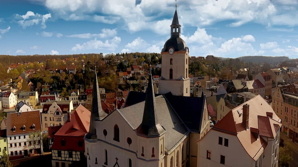 Church Martin Meerane in Germany aerial view