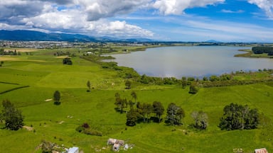 aerial panorama of Lake Horowhenua in New Zealand