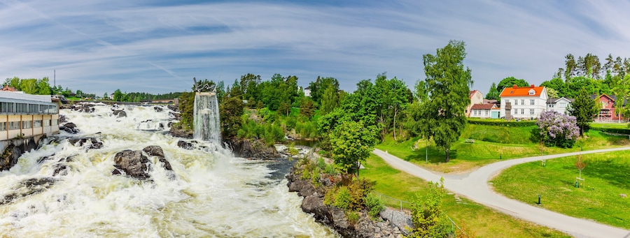 Wasserfall in Hønefoss in Norwegen