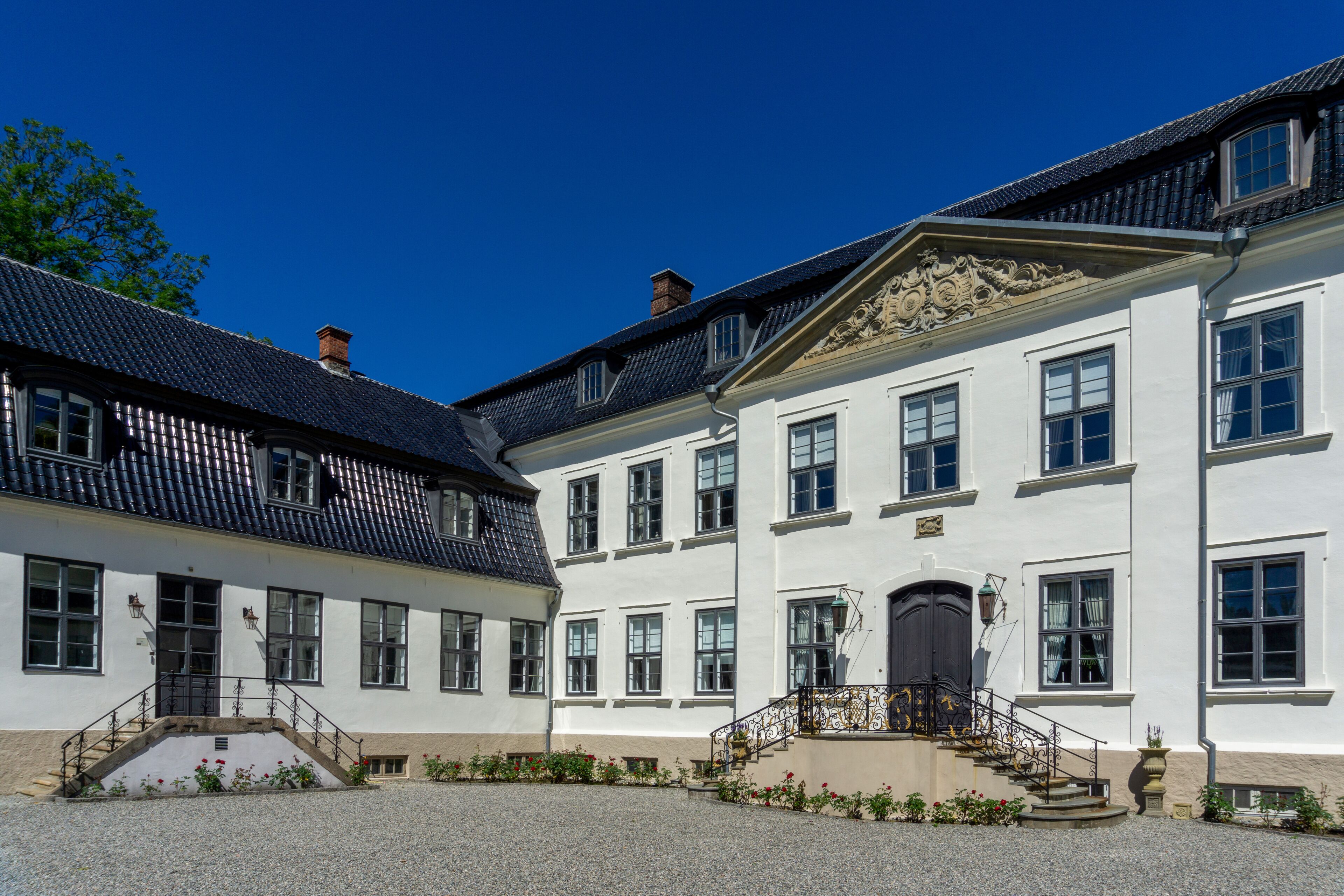 Historic Hafslund Manor in Sarpsborg Norway on a Bright Summer Day