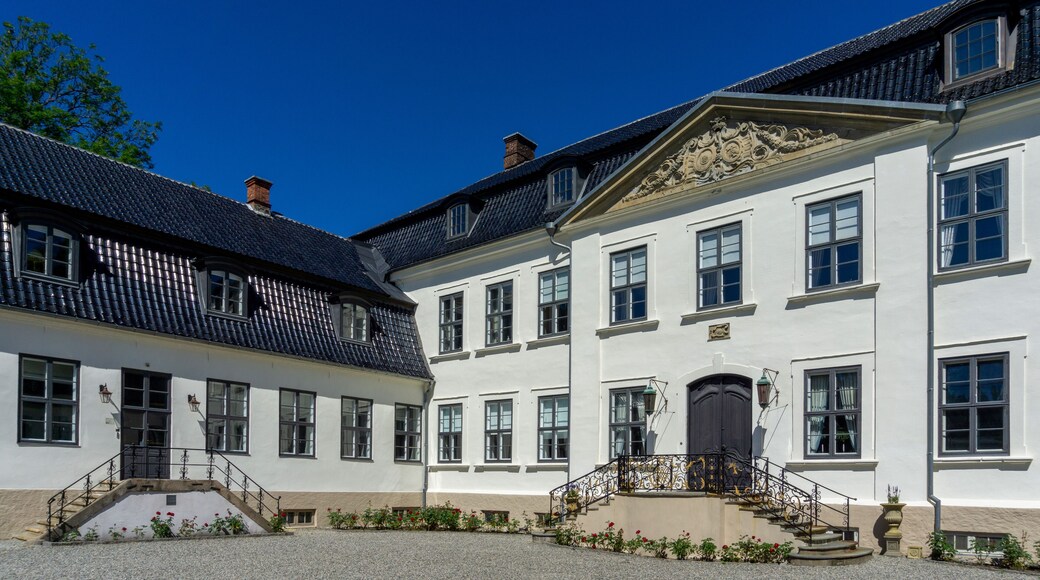 Historic Hafslund Manor in Sarpsborg Norway on a Bright Summer Day