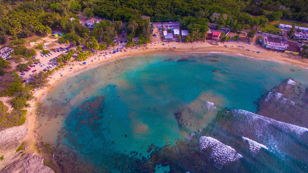 Aerial view of Playa Jobos in Isabela Puerto Rico