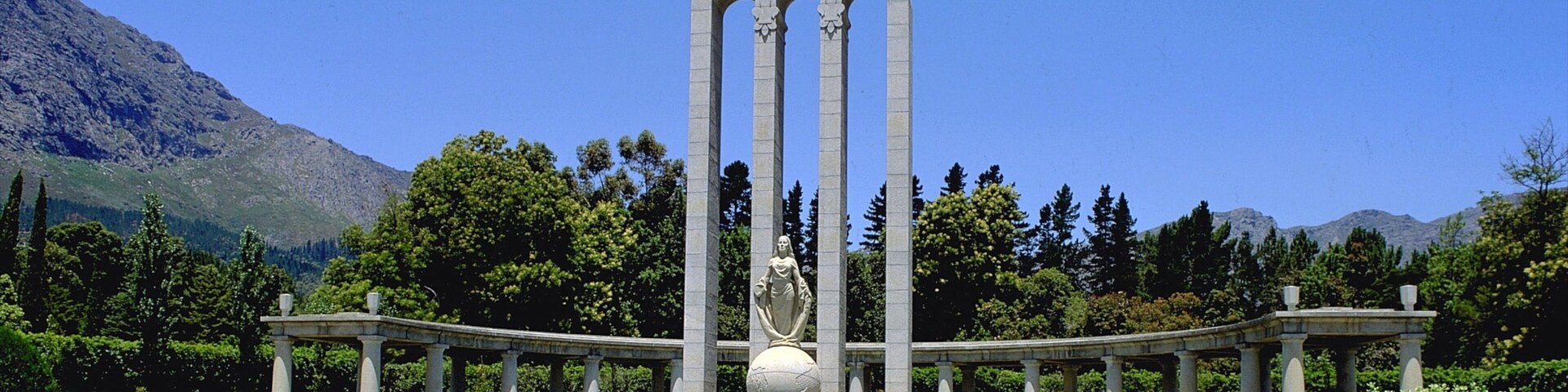 Franschhoek which includes outdoor art, a statue or sculpture and landscape views