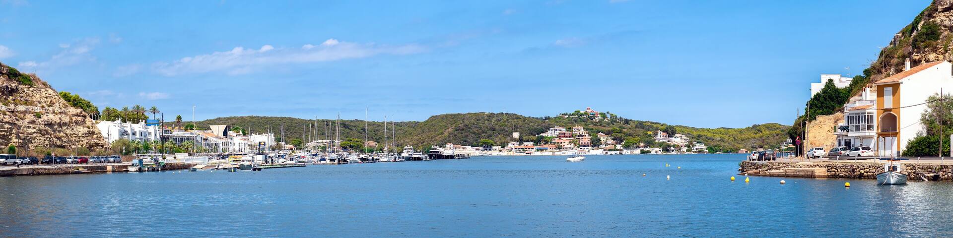 Panoramic view over the Marina of Mahon, shot from Cala Figuera - Menorca, Baleares, Spain