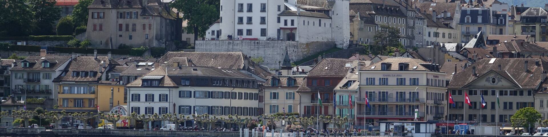 Nyon Castle, on a steam boat, Lake Geneva