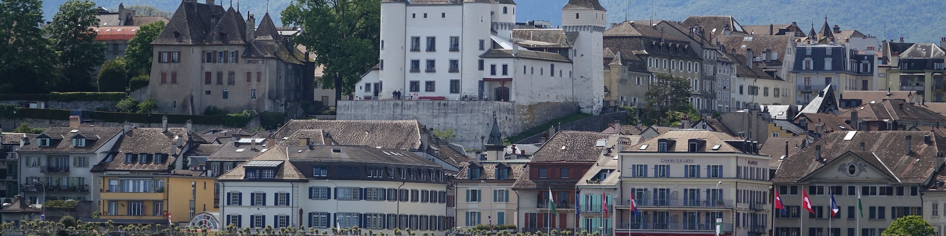 Nyon Castle, on a steam boat, Lake Geneva