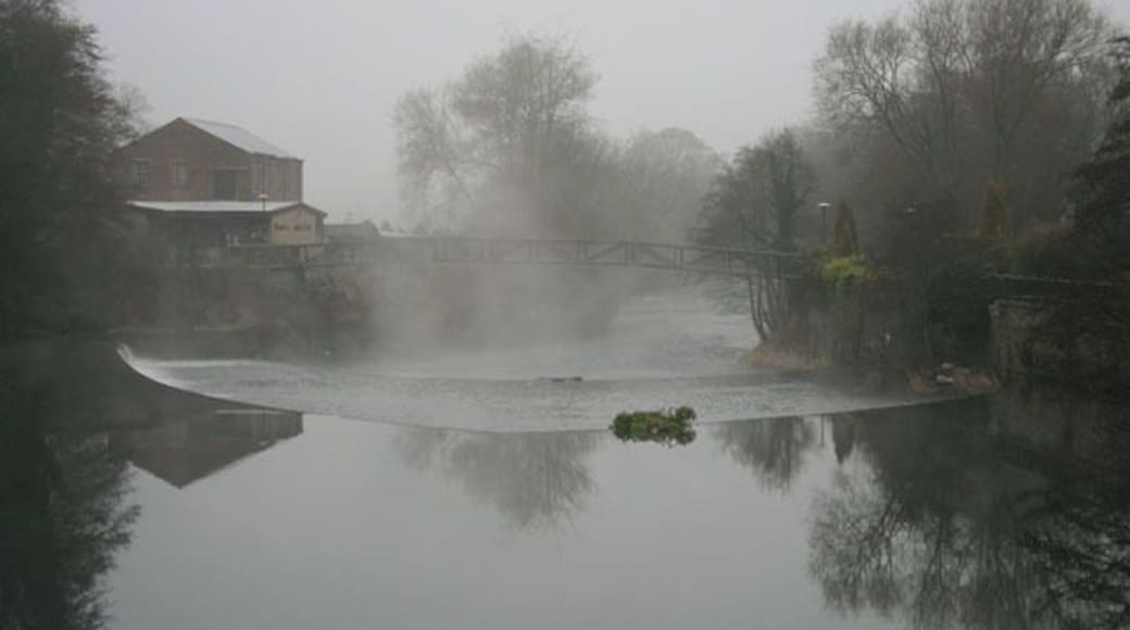 The River Derwent from Milford Bridge Looking downstream and south. Here the river passes over two beautiful "V" shaped weirs.