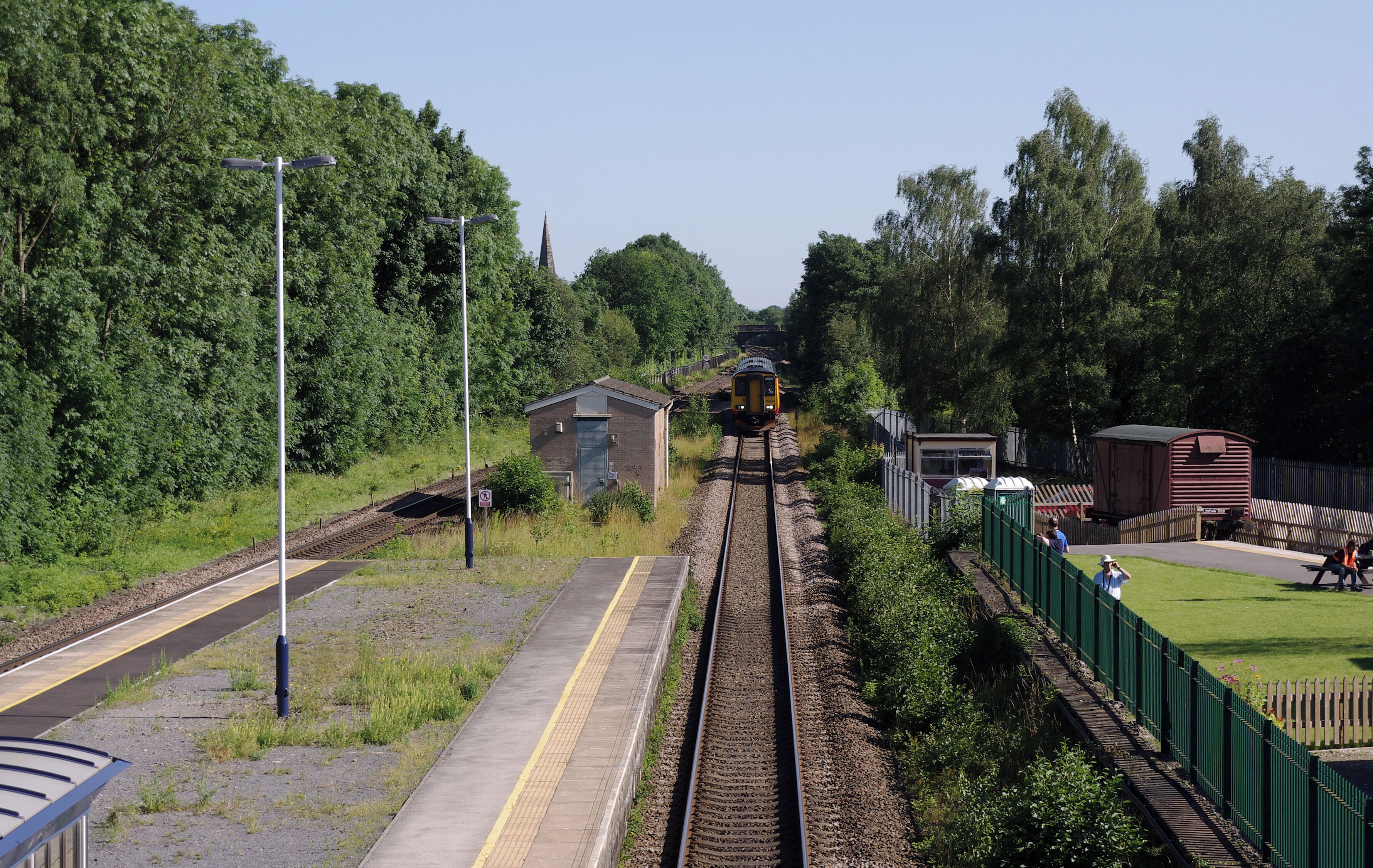 East Midlands Trains class 156 "Super Sprinter" DMU 156498 arrives at Duffield with a Derwent Valley Line service to Matlock.