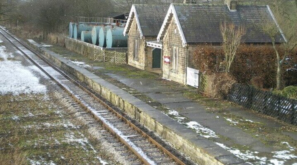 Shottle station buildings No longer in use for passenger traffic by the look of things. The blue tanks in the yard beyond belong to a fuel distribution company (whose name I didn't establish), but they appear to be using the station as offices.