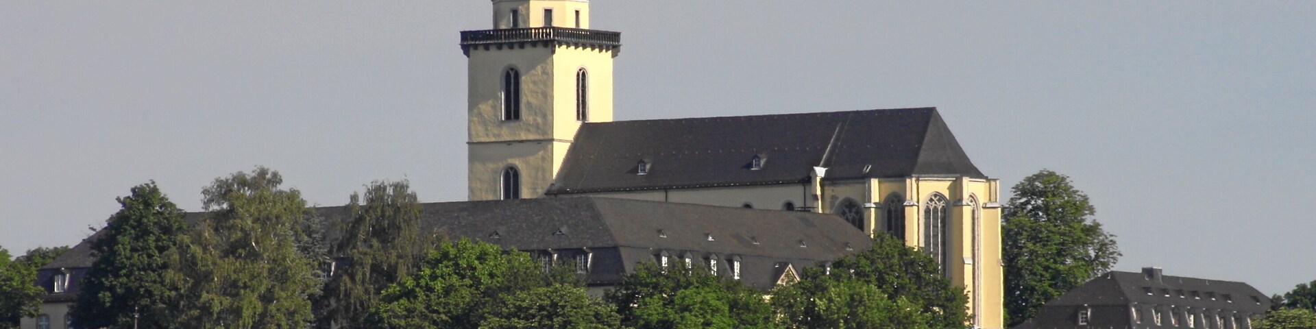 Siegburg, Germany. Michaelsberg abby, exterior view from South-East.