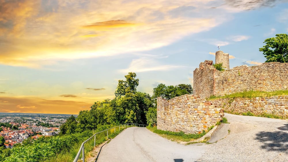 Panorama ĂŒber Weinheim, Baden WĂŒrttemberg, Deutschland