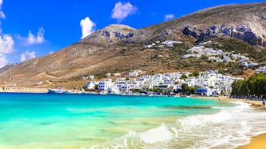 wonderful Greece - Amorgos island. Beautiful beach Aegiali with turquoise sea. Best of Cyclades