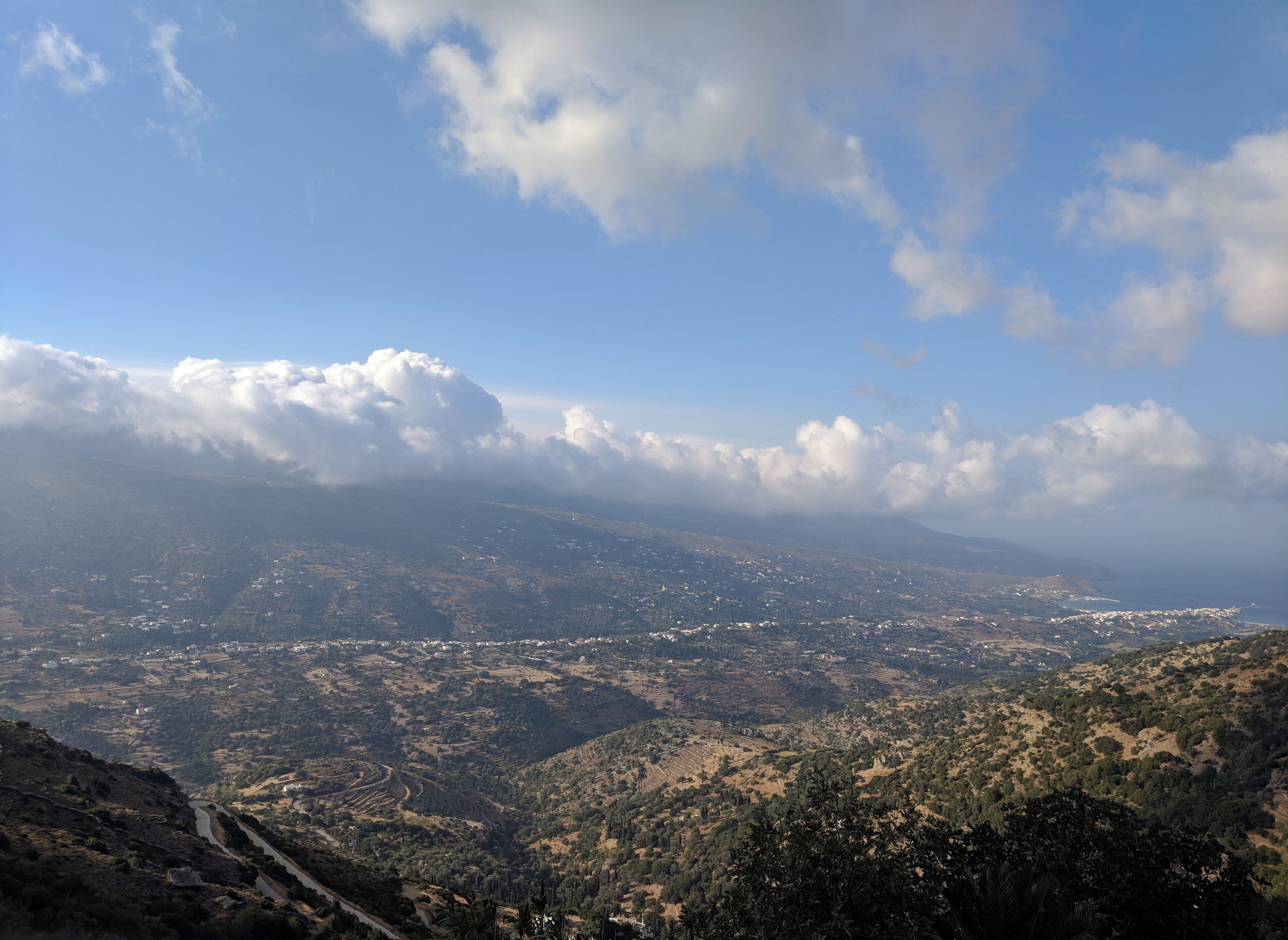 View from the sky: after a *thrilling* (read- scary) drive up into the clouds, we arrived at Monastery Panachrantou. #culture Andros Island, Greece August 2018.