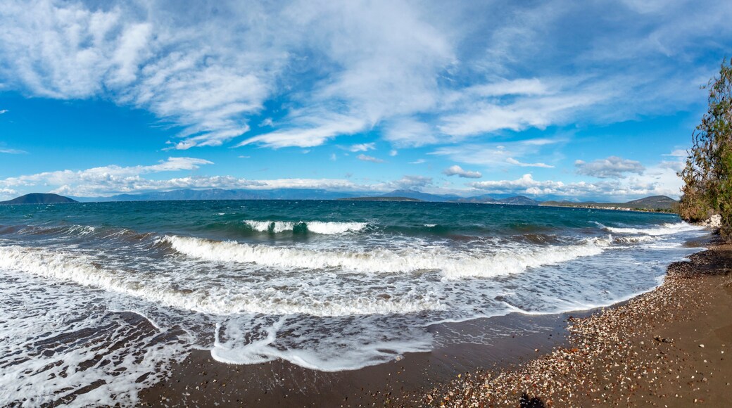 Dramatic view on dark stormy sea on Peloponnese, Greece