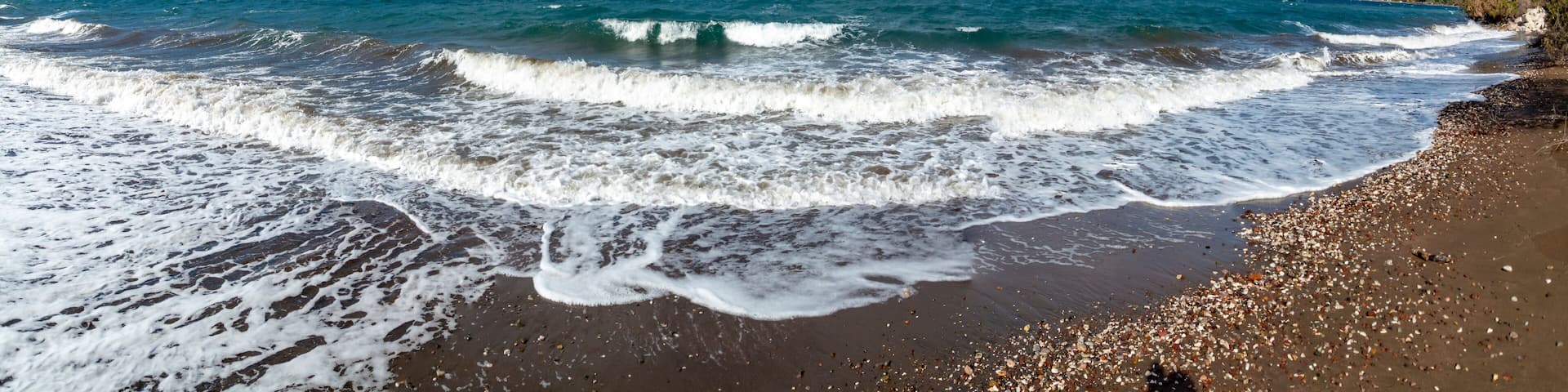 Dramatic view on dark stormy sea on Peloponnese, Greece