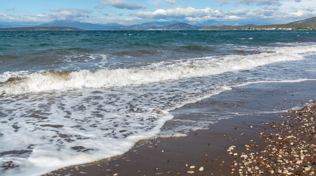 Dramatic view on dark stormy sea on Peloponnese, Greece