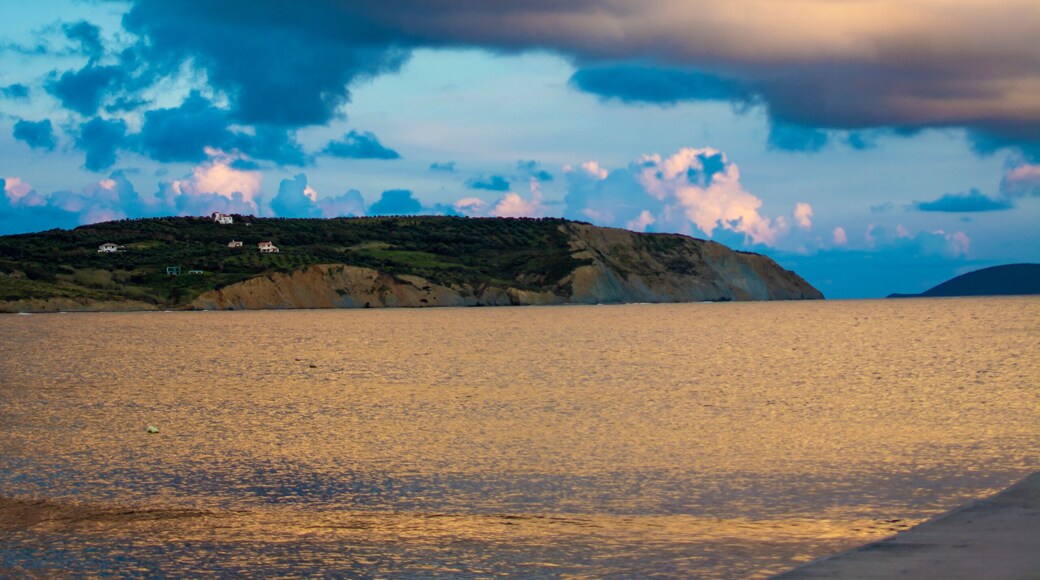 Landscape with small greek islands and bays on Peloponnese, Greece near Methoni town, summer vacation destination