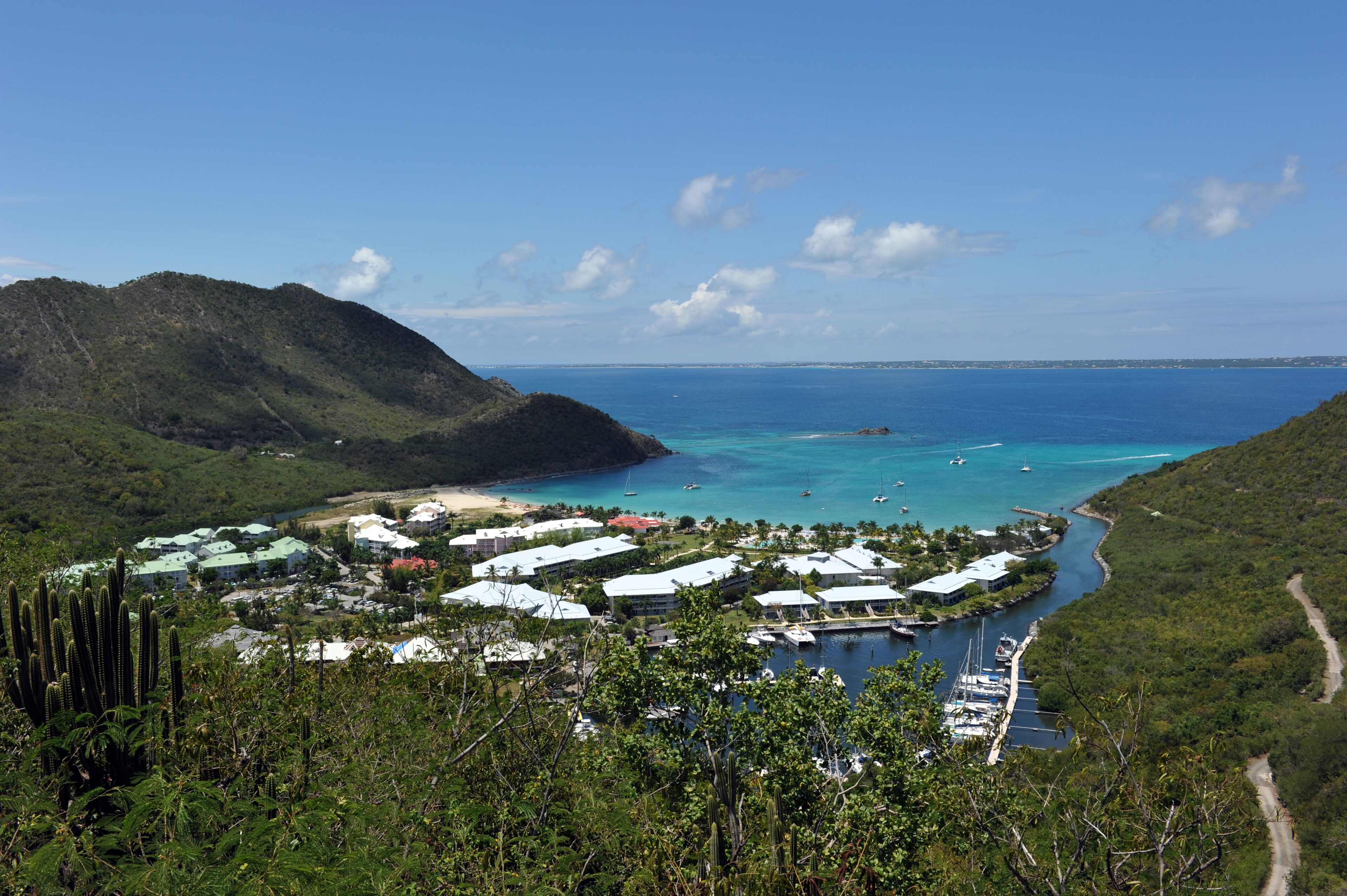 view from atop Marcel Cove, St Martin French side, West Indies