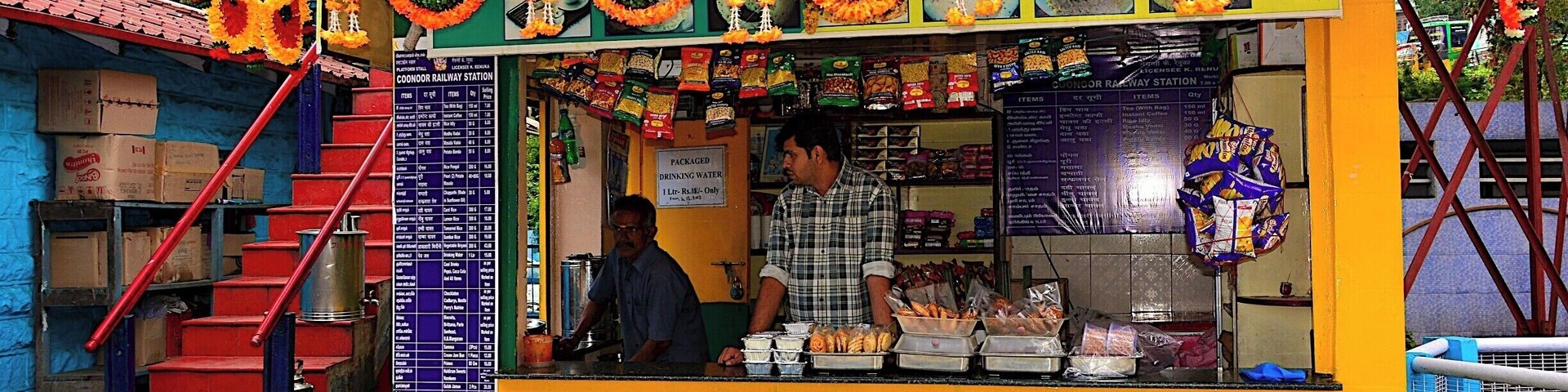 A tea and snacks stall at Coonoor Train Station...